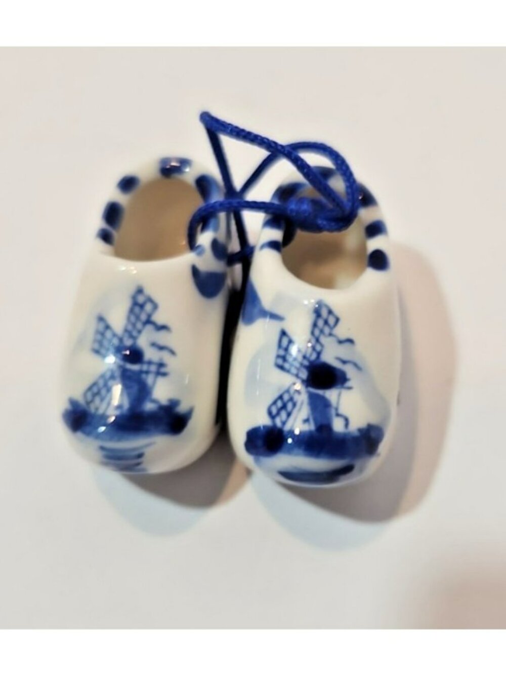 Vintage Porcelain Delft Miniature Blue & White Clogs Solvang, CA Souvenirs